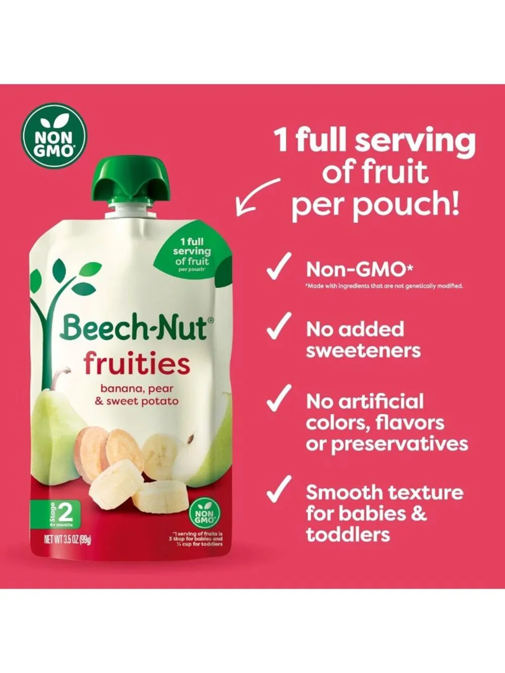 Variety Pack Baby Food Pouches - Non-GMO Fruit Purees, Dairy-Free, 18 Count